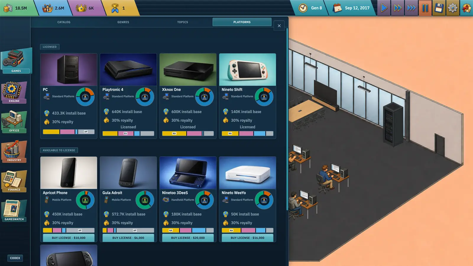 Game Dev Dynasty platform catalog spanning the 1995 to 2019 career