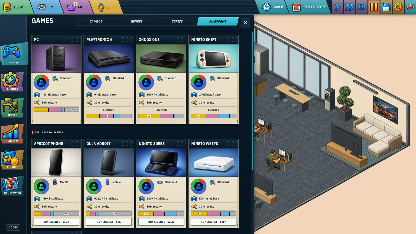 Game Dev Dynasty platform catalog spanning the 1995 to 2019 career